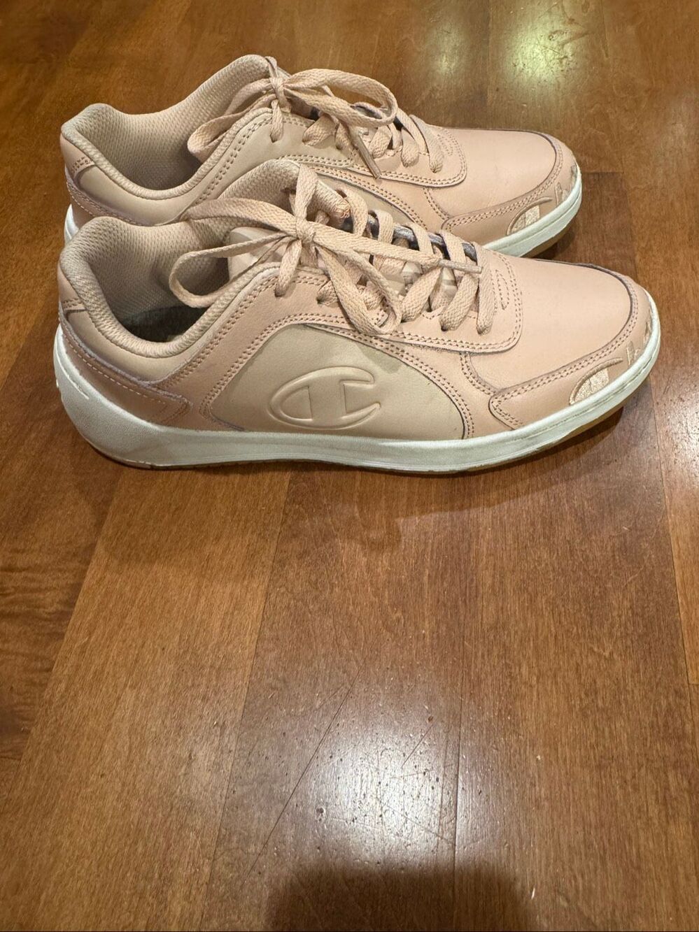 Y2K Champion Womens 8.5W Pink Leather Chunky Sneakers Retro Court Shoes Gum Sole